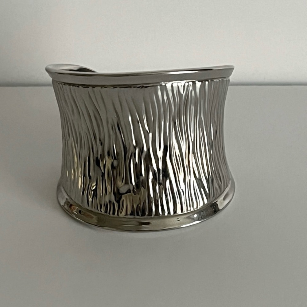 Silver Textured Cuff Bracelet